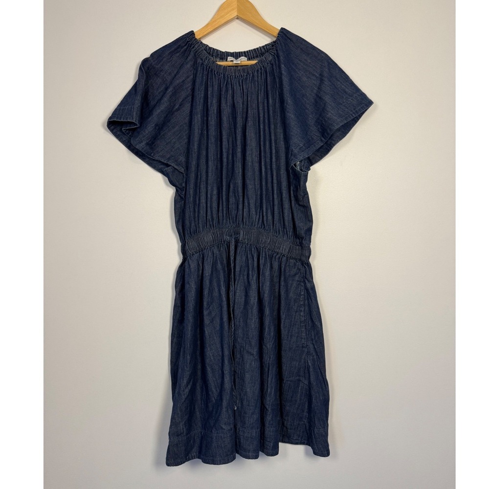 Western Free Assembly Denim Smocked‎ Mini Dress Womens Medium Blue